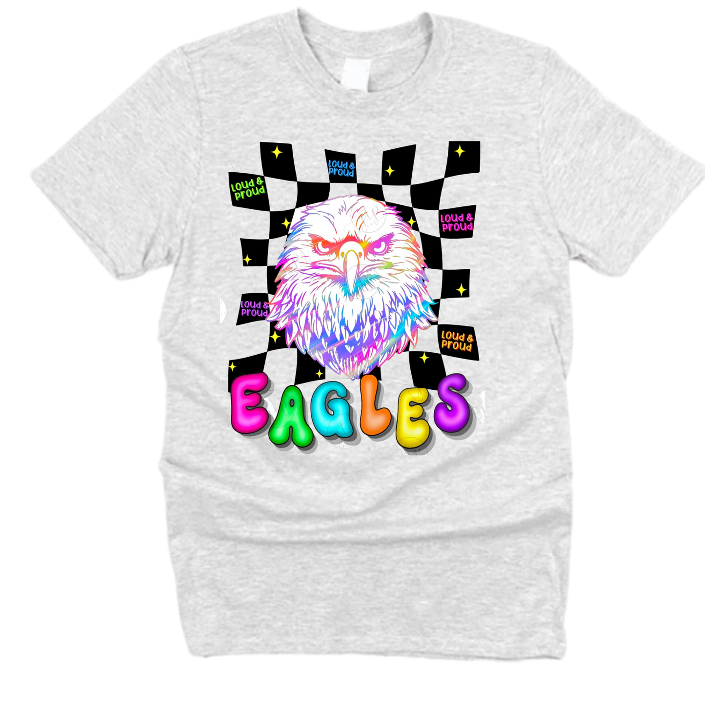 Neon Checkered Eagles T-Shirt