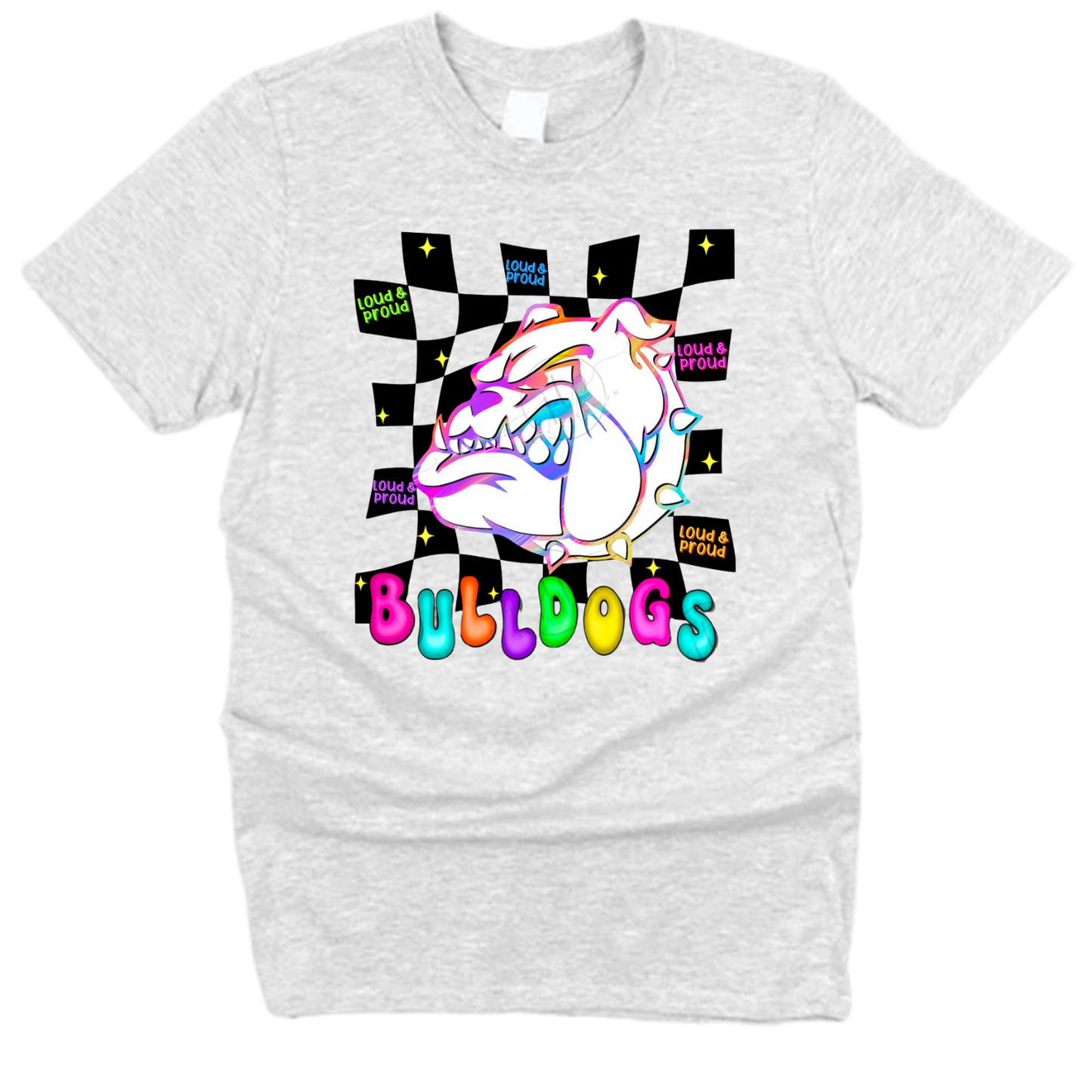 Neon Checkered Bulldogs T-Shirt