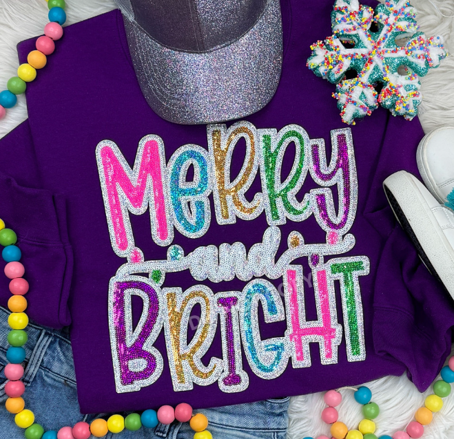 Merry and Bright Sequin Patch Sweatshirt