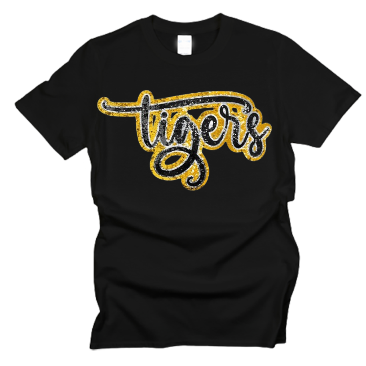 Tigers Outline Faux Sequin T-Shirt