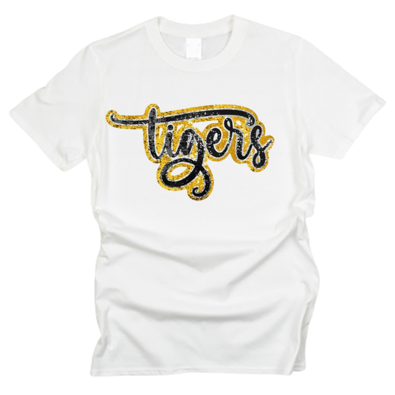 Tigers Outline Faux Sequin T-Shirt