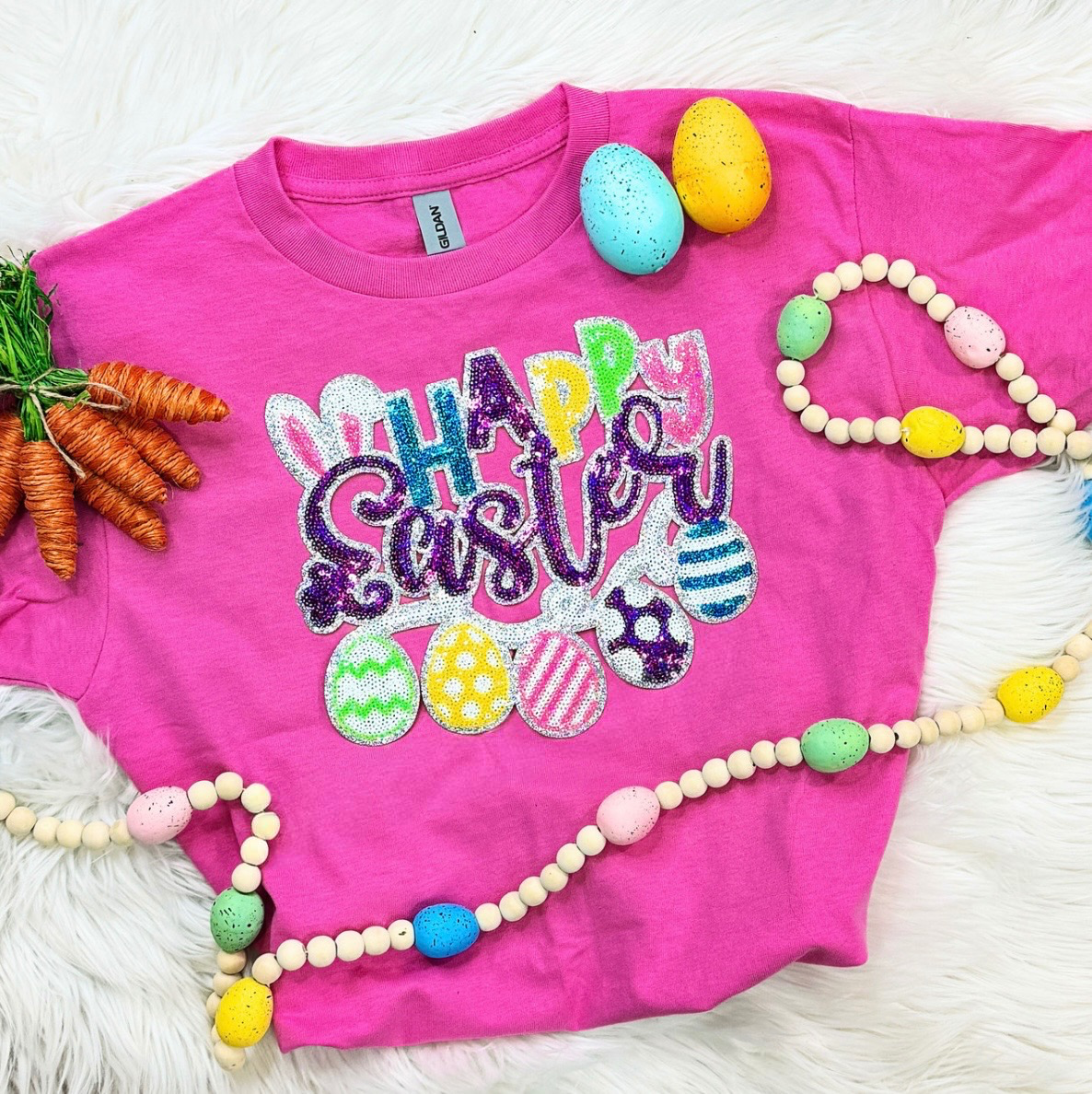 Happy Easter Sequin Patch Shirt