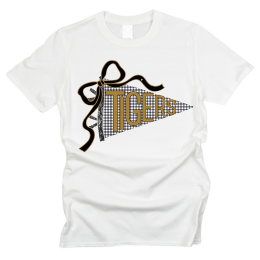 Tigers Gingham Pennant Bow T-Shirt